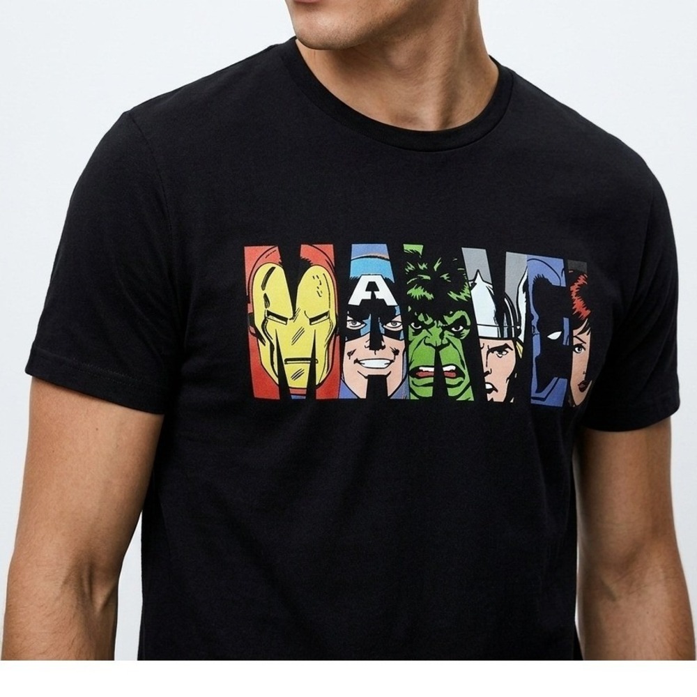 Marvel mens Avengers Graphic T-Shirt Black Size S Superhero Short Sleeve Tee